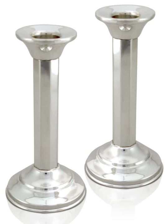 Large Sabbath Candlesticks and Tray Sterling Silve , Sterling Silver C