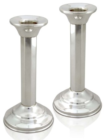 Large Sabbath Candlesticks and Tray Sterling Silve , Sterling Silver C