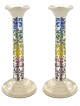 Chandeliers argentés colorés formés par grandes feuilles, bougie d'argent sterling