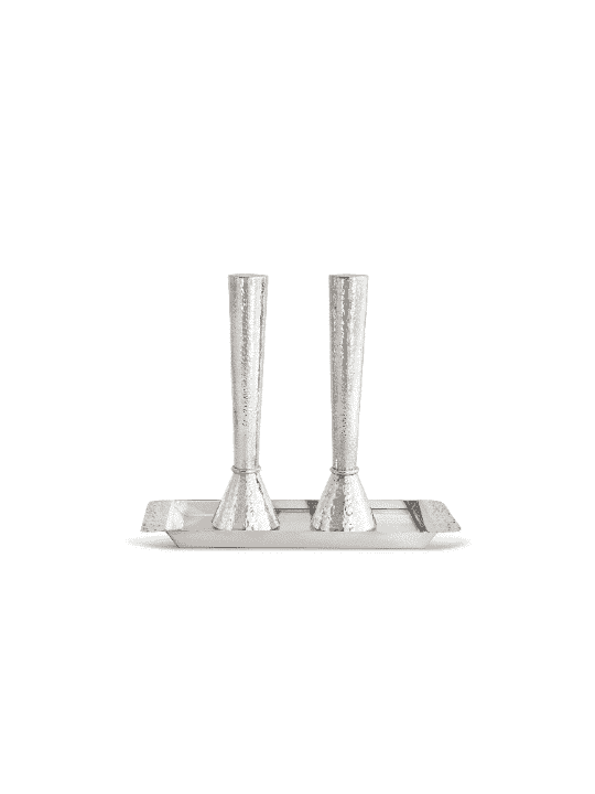 Paire de chandeliers martelés en argent sterling, argent sterling C
