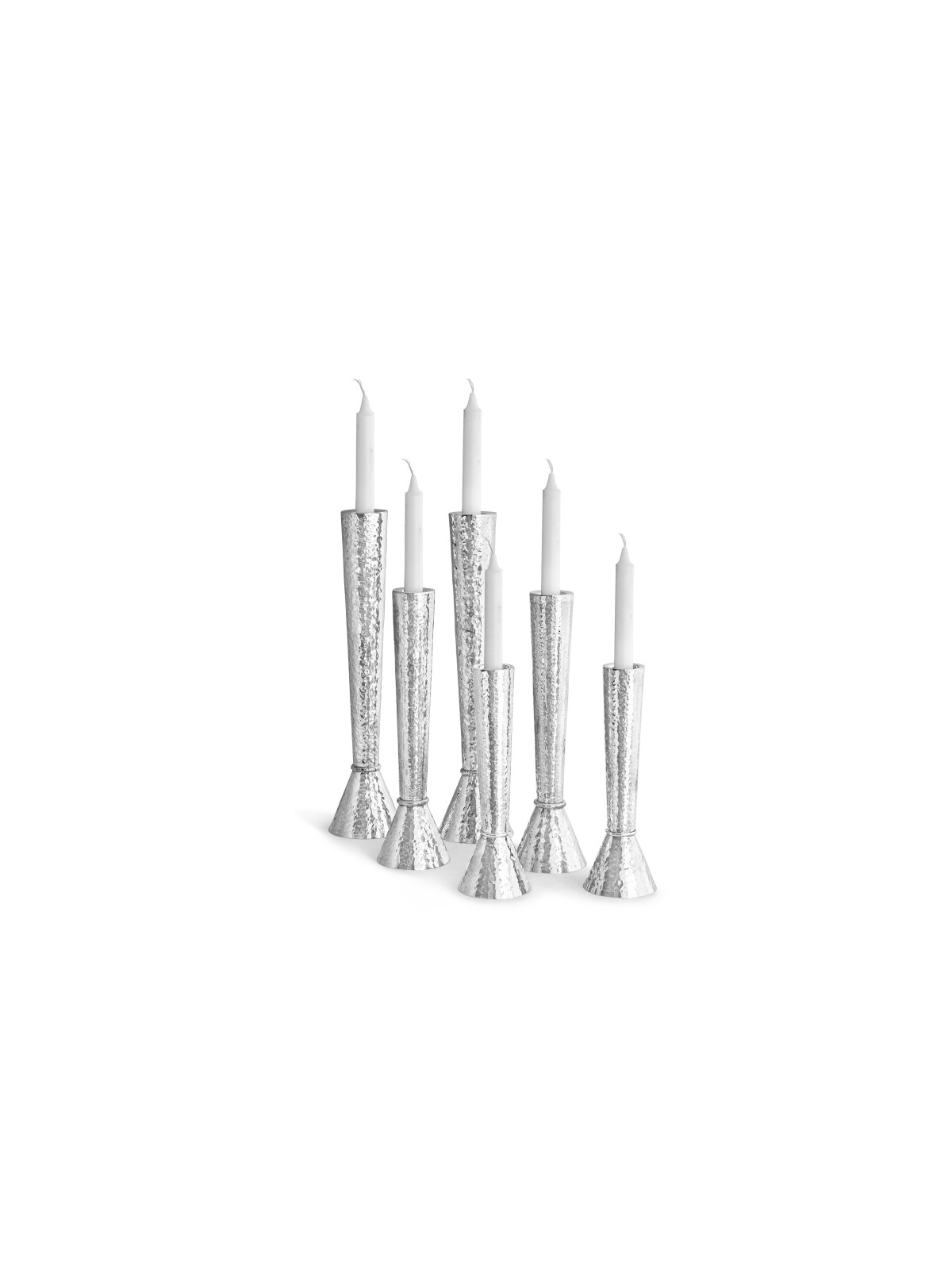 Paire de chandeliers martelés en argent sterling, argent sterling C
