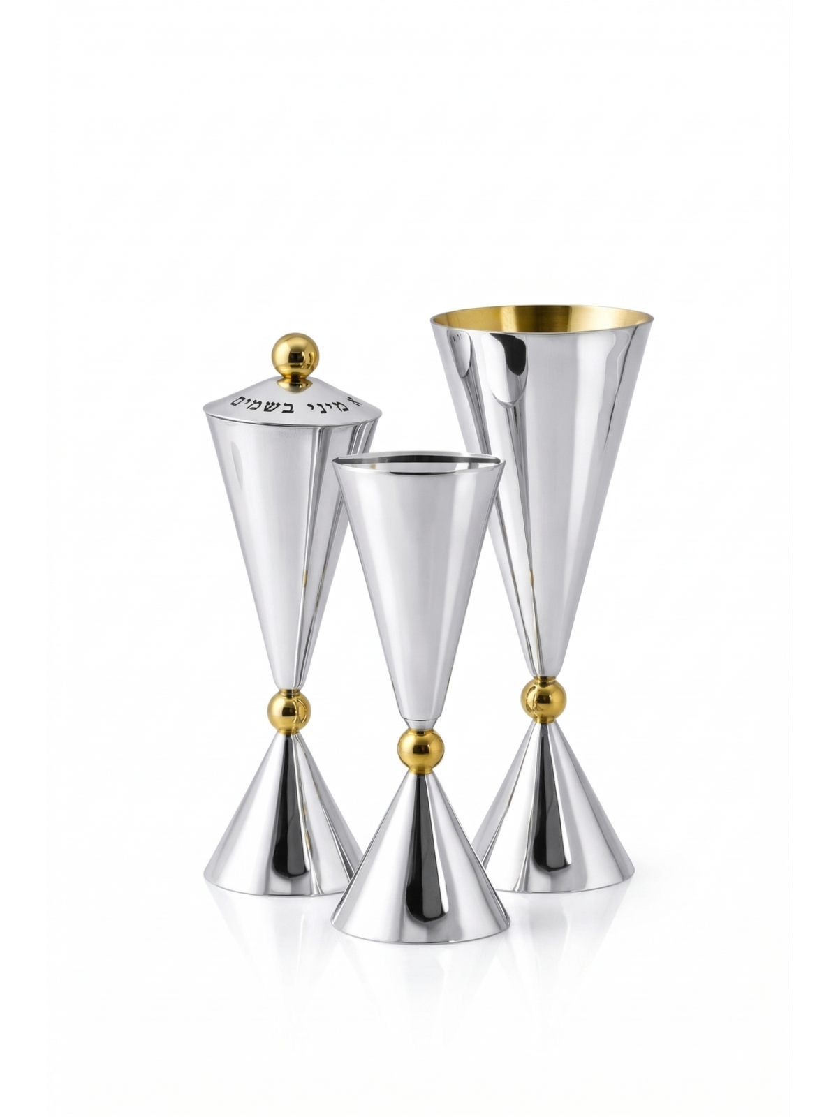 Geometric Hourglass Shape Silver Havdalah Set with , Modern Havdalah S