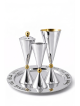 Havdalah en argent en forme de sablier géométrique sertie de Havdalah moderne S