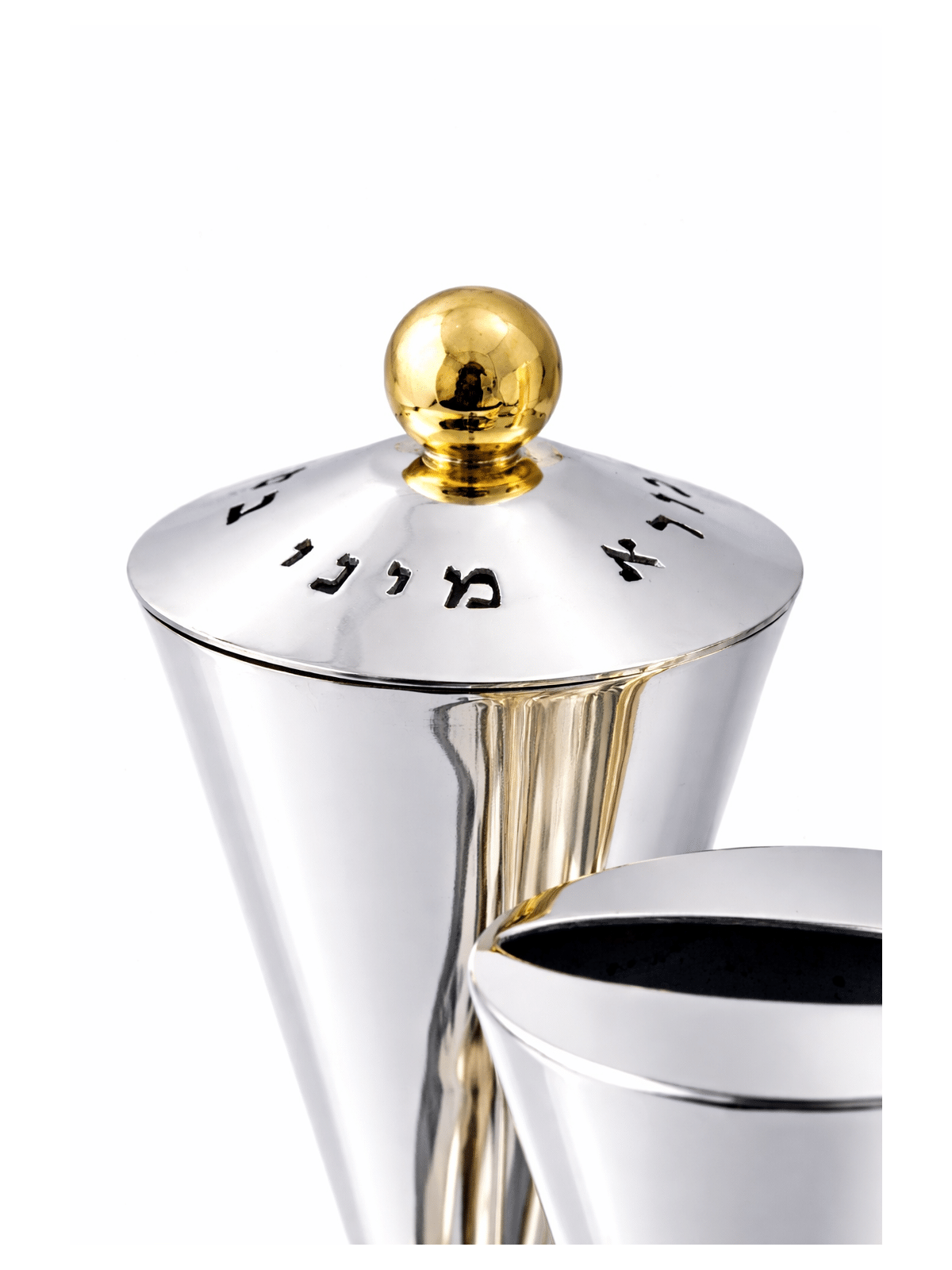Havdalah en argent en forme de sablier géométrique sertie de Havdalah moderne S