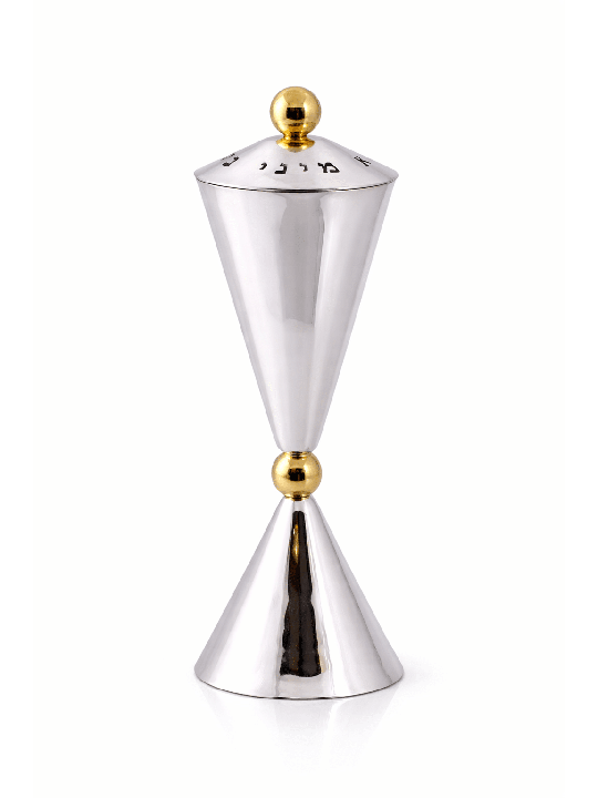 Geometric Hourglass Shape Silver Havdalah Set with , Modern Havdalah S
