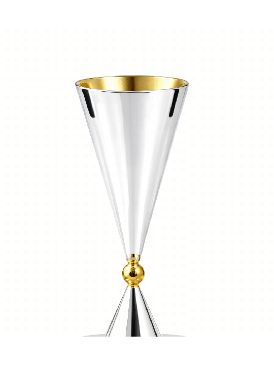 Havdalah en argent en forme de sablier géométrique sertie de Havdalah moderne S