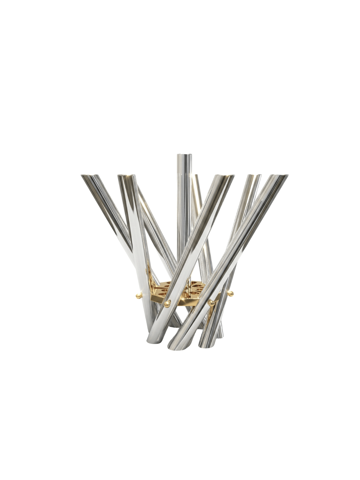 Candélabre de forme géométrique élégante avec plaque dorée, bougie extra large