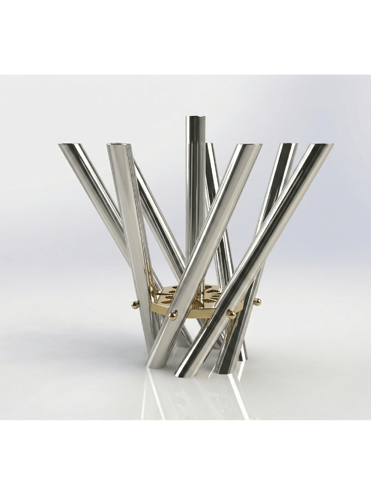 Stylish Geometric Shape Candelabra with Gold Plate , Extra Large Candl