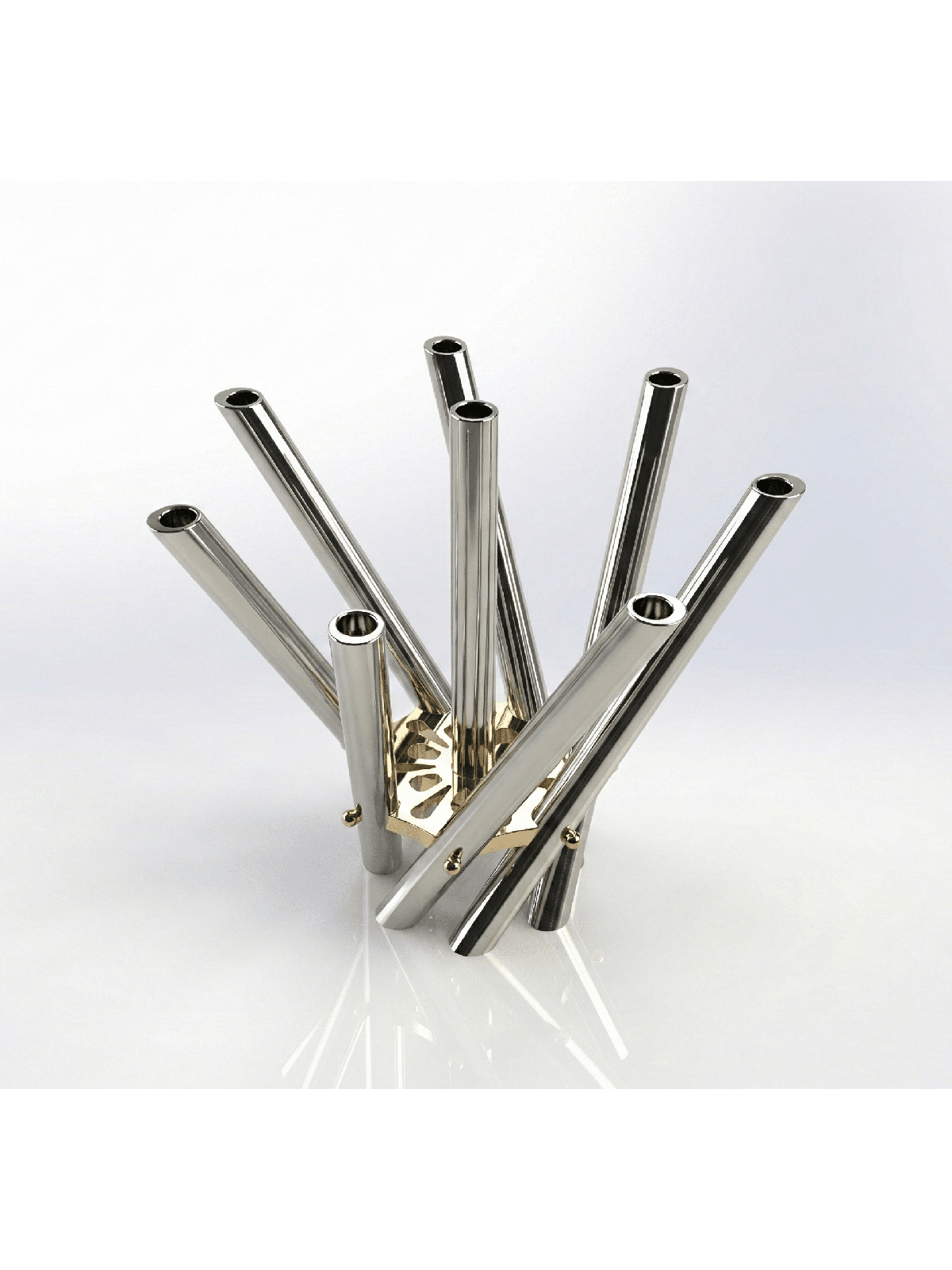 Stylish Geometric Shape Candelabra with Gold Plate , Extra Large Candl