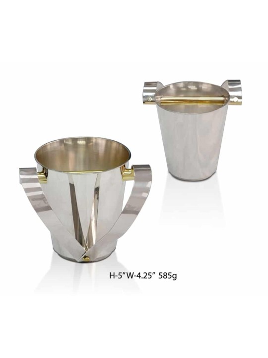 Tasse de lavage en argent et en laiton avec poignées à ailes, tasses de lavage modernes, I