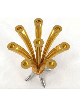 Chandelier évasé à sept branches en métal sculptural noir et doré, candélabre nature