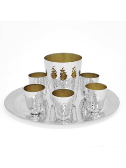 925 Ensemble de Kiddouch martelé en argent sterling, cadeaux de Pâque, Ju israélien