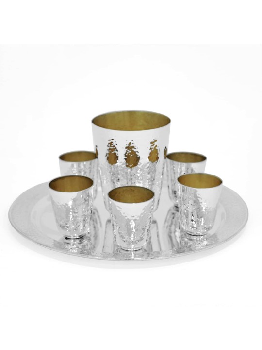 925 Ensemble de Kiddouch martelé en argent sterling, cadeaux de Pâque, Ju israélien