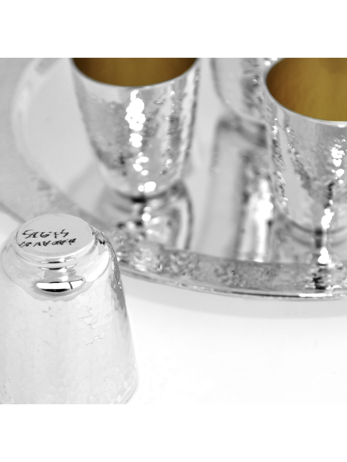925 Ensemble de Kiddouch martelé en argent sterling, cadeaux de Pâque, Ju israélien
