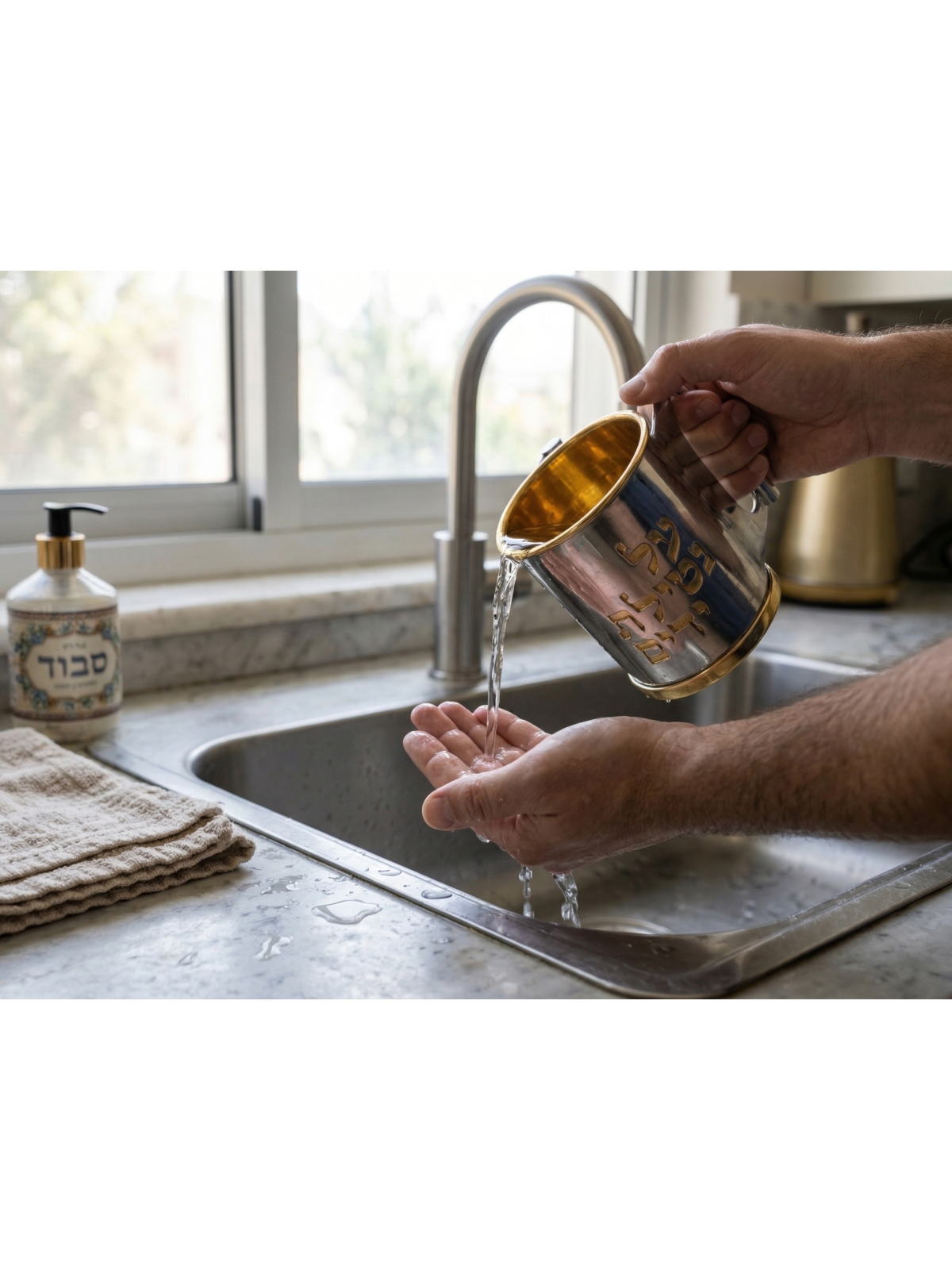 Unique Straight Two Handles Washing Cup from Silve , Passover Gifts ,