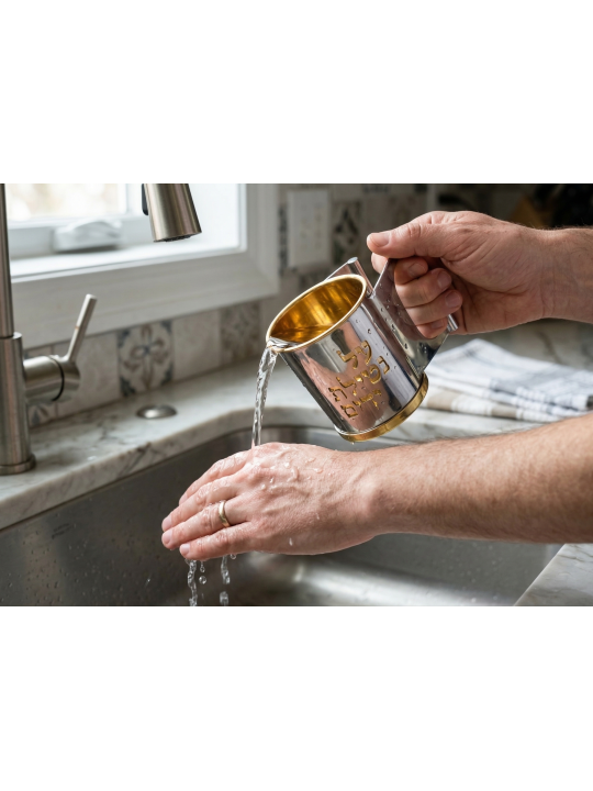 Unique Straight Two Handles Washing Cup from Silve , Passover Gifts ,