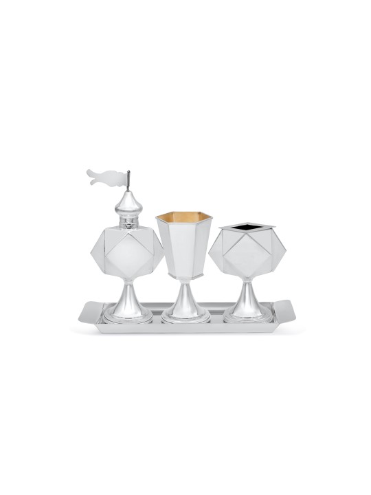 Geometric Shape Havdala Set made of Sterling Silve , Modern Havdalah S