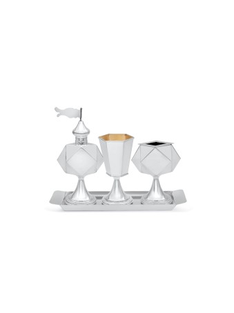 Ensemble Havdala de forme géométrique en argent sterling, Havdalah S moderne
