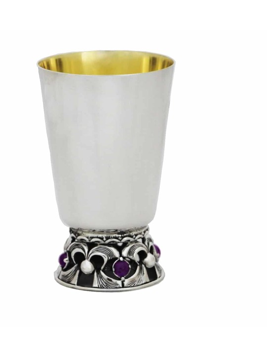Terrific Sterling Silver Amethyst Liqueur Cups Set , Passover Gifts ,
