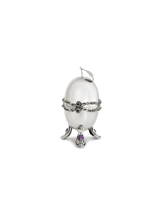 Sterling Silver Etrog Case with Amethyst Stones , Jewish Wedding Gifts