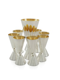 Coupe à vin moderne et 6 tasses à liqueur, cadeaux de Pâque, Judaica israélienne