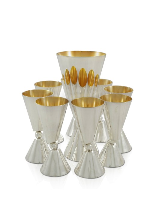 Modern Wine Cup and 6 Liquor Cups , Passover Gifts , Israeli Judaica