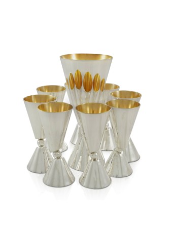Coupe à vin moderne et 6 tasses à liqueur, cadeaux de Pâque, Judaica israélienne
