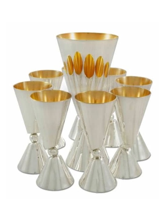 Modern Wine Cup and 6 Liquor Cups , Passover Gifts , Israeli Judaica