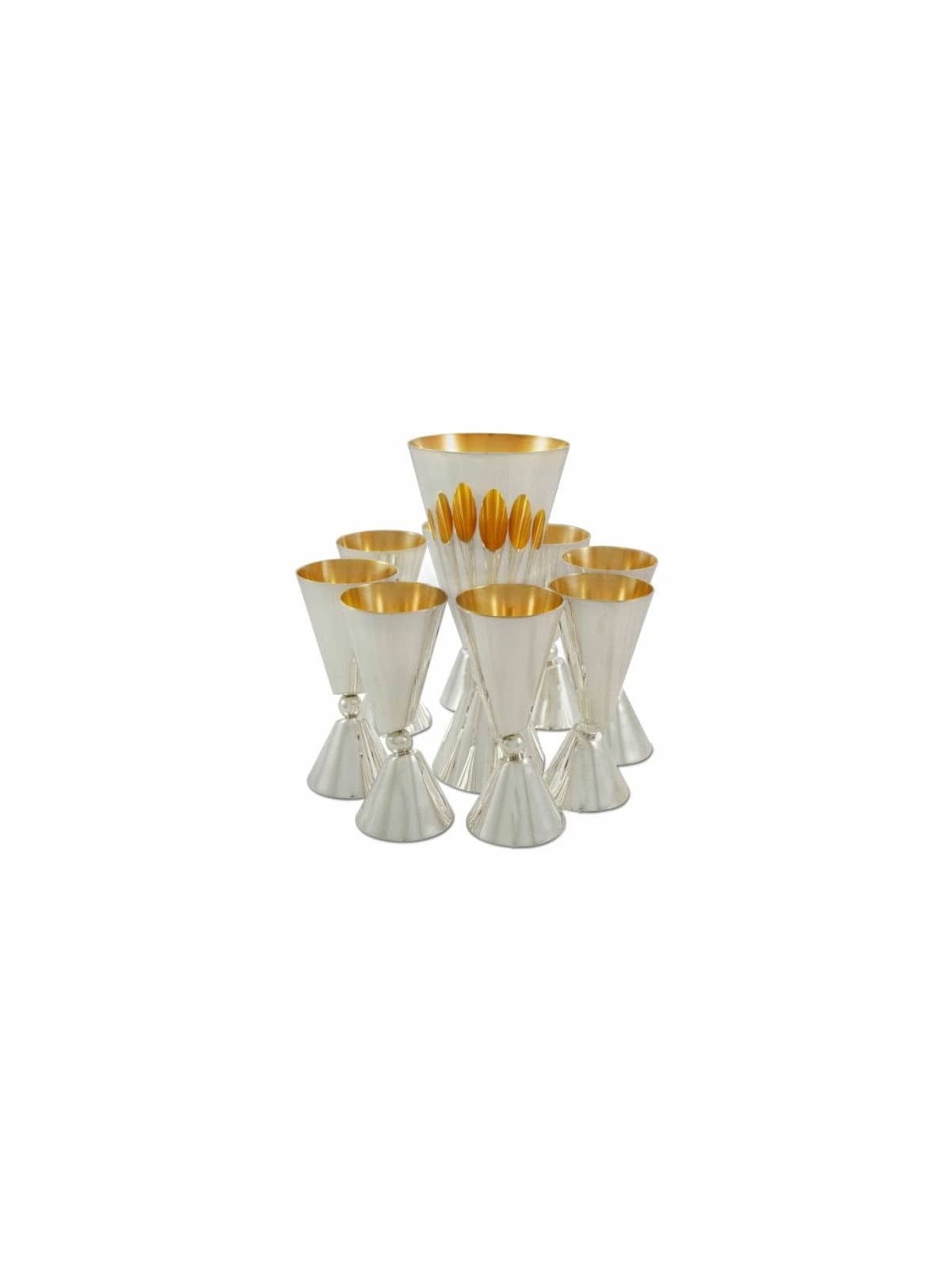 Modern Wine Cup and 6 Liquor Cups , Passover Gifts , Israeli Judaica