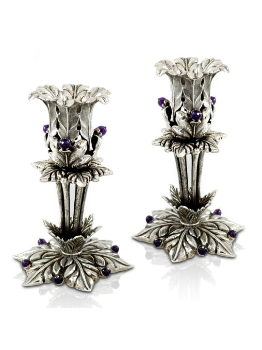 Cand de pierres de fleur en argent sterling inspiré par la nature, argent sterling C