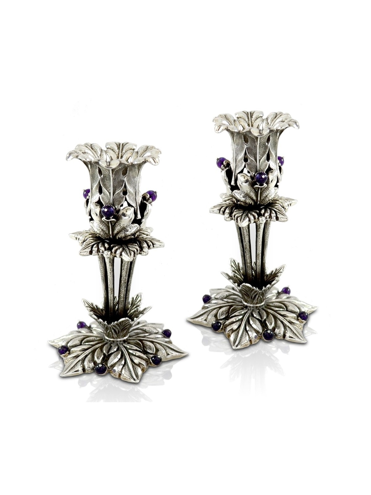 Cand de pierres de fleur en argent sterling inspiré par la nature, argent sterling C