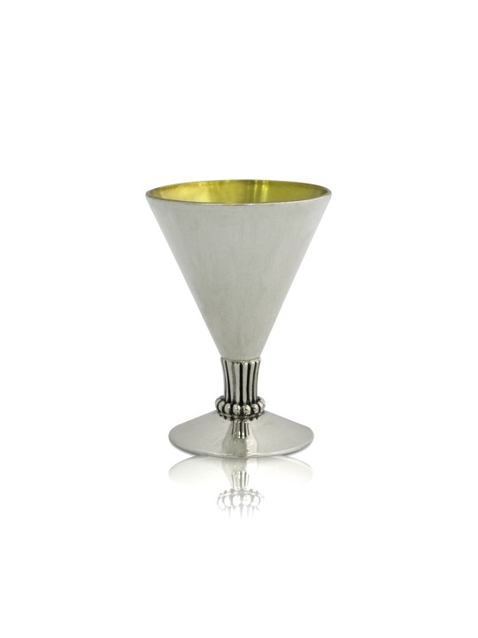 Modern Cone Shaped Sterling Silver Liquor Set , Passover Gifts , Israe