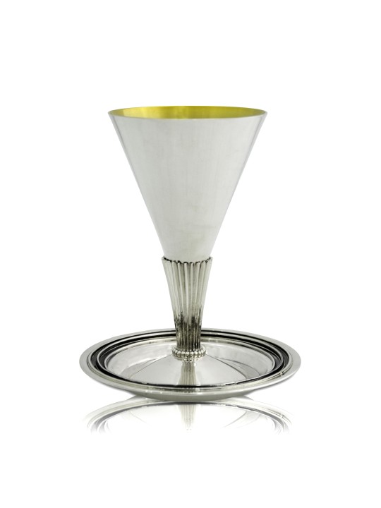 Modern Cone Shaped Sterling Silver Liquor Set , Passover Gifts , Israe