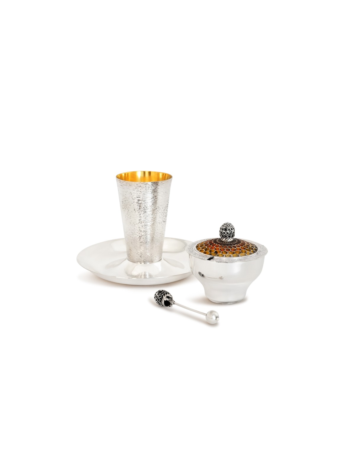 Ensemble de vacances avec plat à miel, cuillère, service à vin, Rosh Hashanah Honey Dis