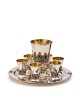 Ensemble de Kiddush en argent émaillé multicolore avec vieille ville, Kiddush de Jérusalem