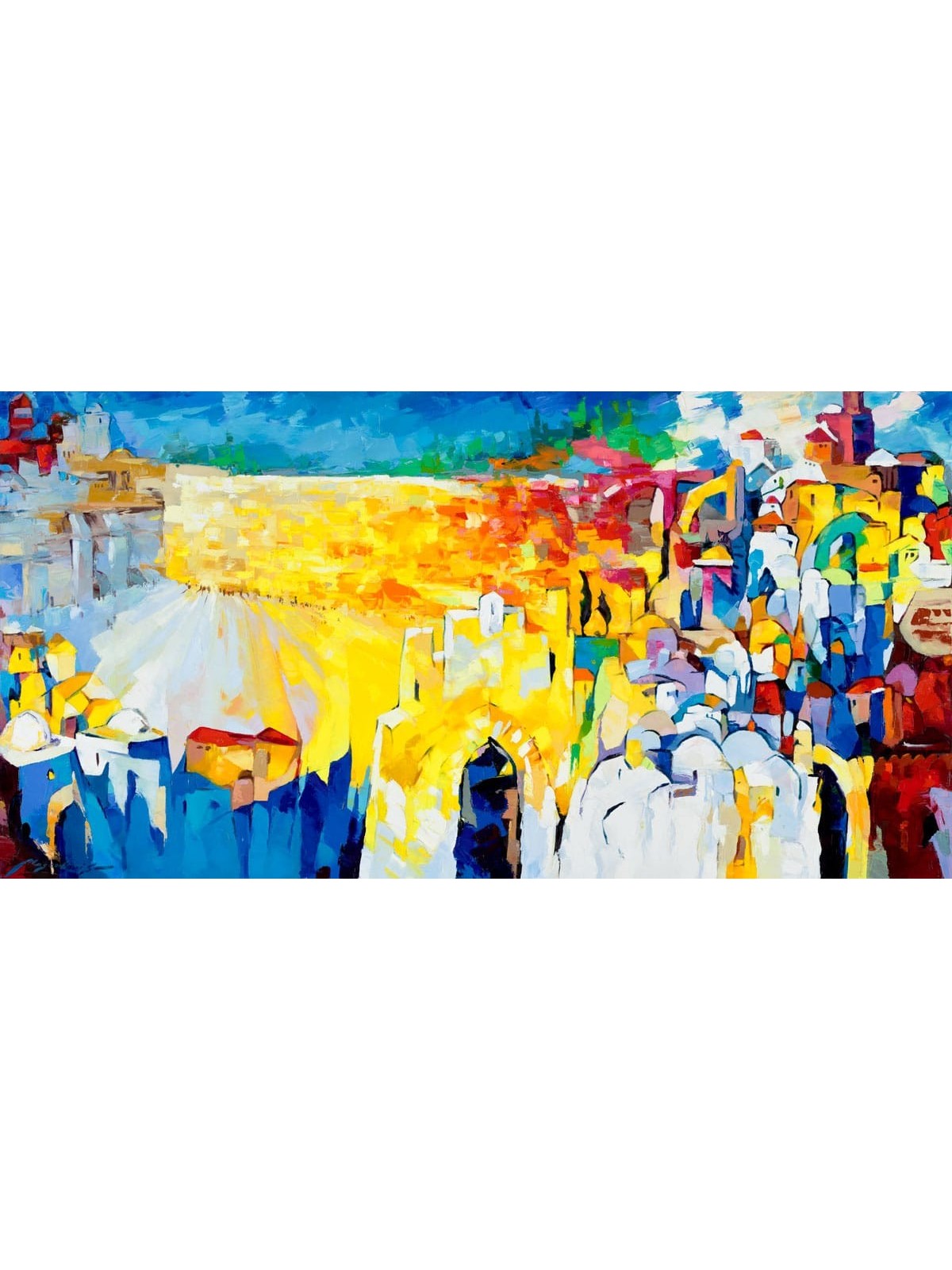 Peinture originale de Kotel abstrait multicolore w, abstrait juif A