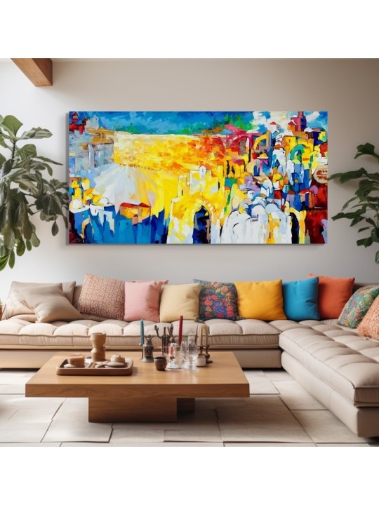 Peinture originale de Kotel abstrait multicolore w, abstrait juif A