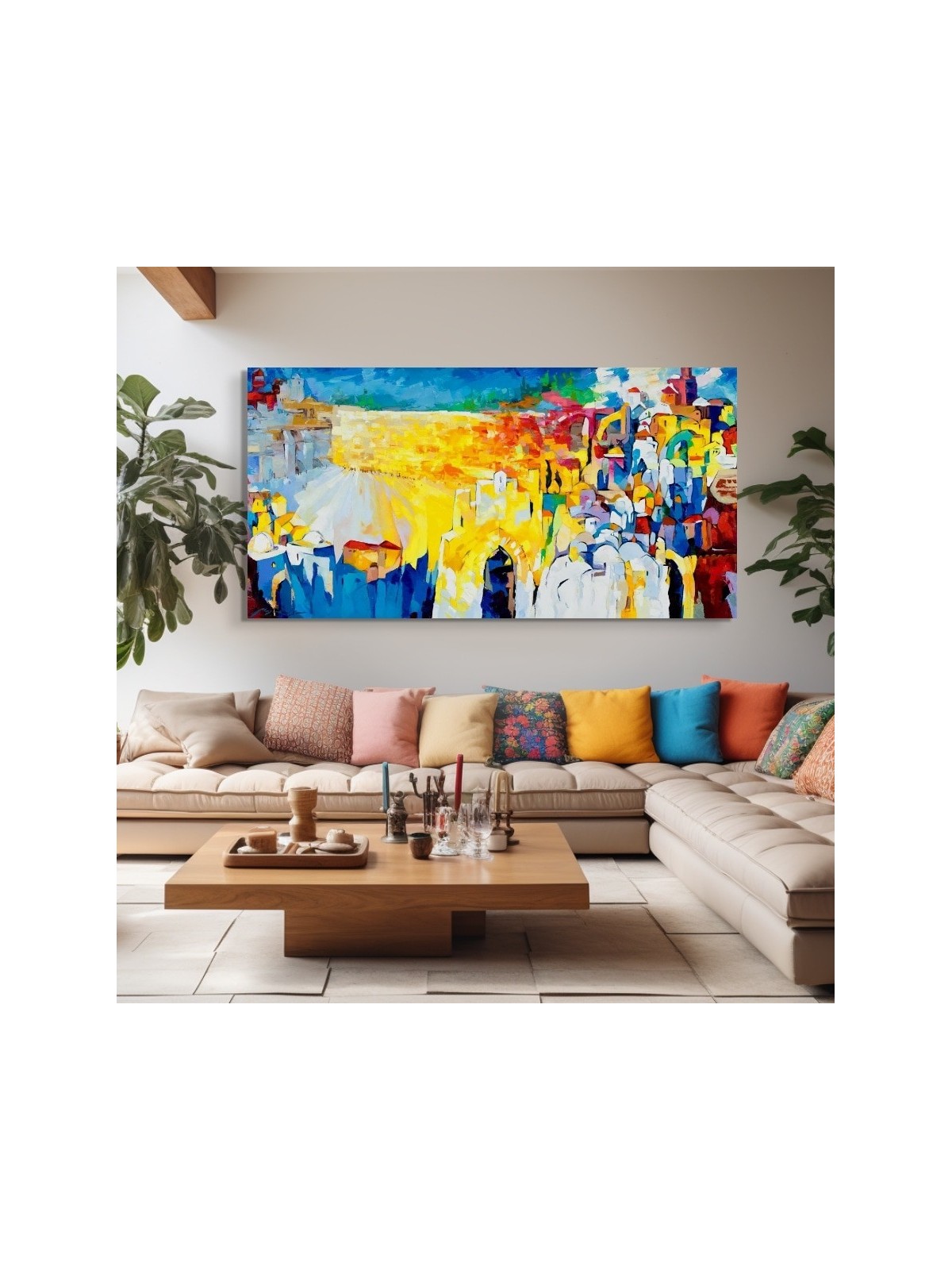 Peinture originale de Kotel abstrait multicolore w, abstrait juif A