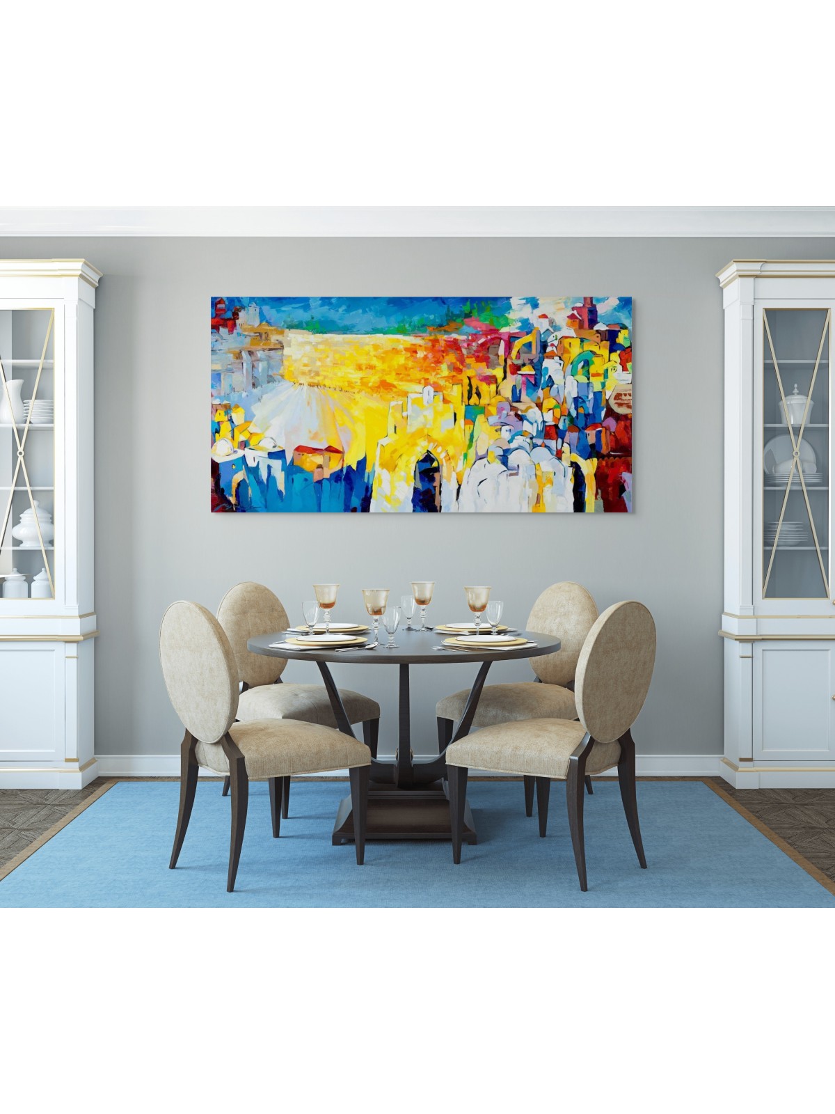 Peinture originale de Kotel abstrait multicolore w, abstrait juif A
