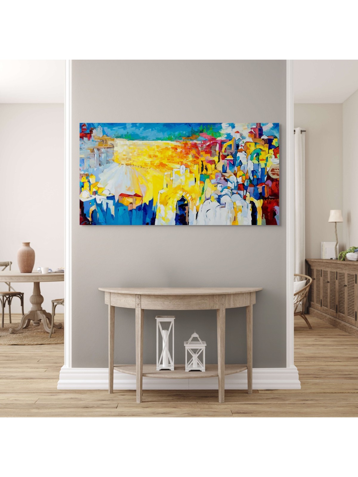 Peinture originale de Kotel abstrait multicolore w, abstrait juif A