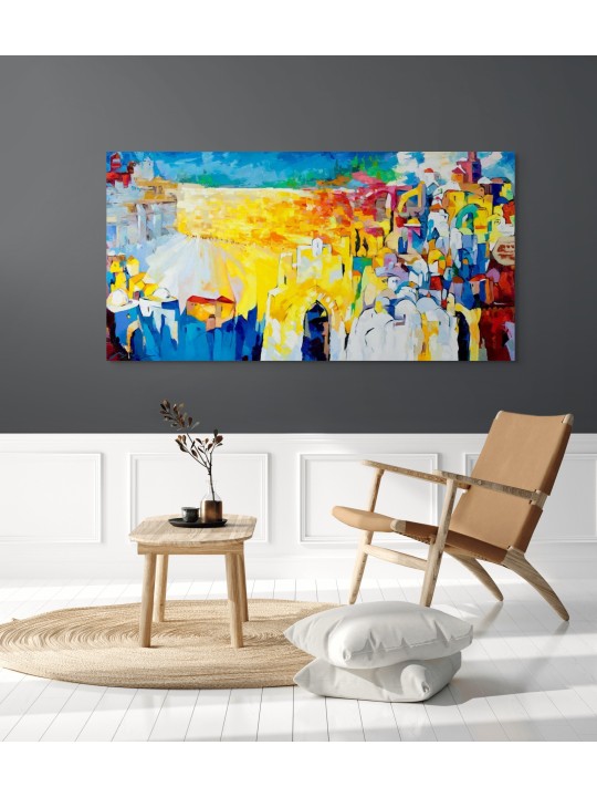 Peinture originale de Kotel abstrait multicolore w, abstrait juif A