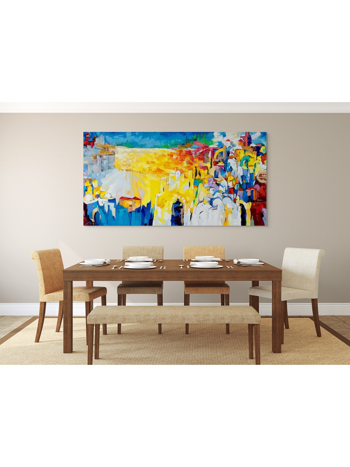 Peinture originale de Kotel abstrait multicolore w, abstrait juif A