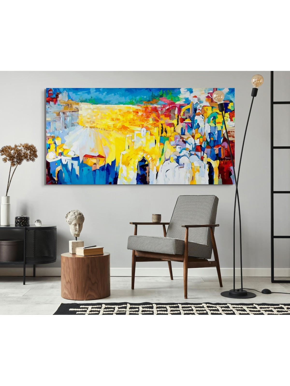Peinture originale de Kotel abstrait multicolore w, abstrait juif A