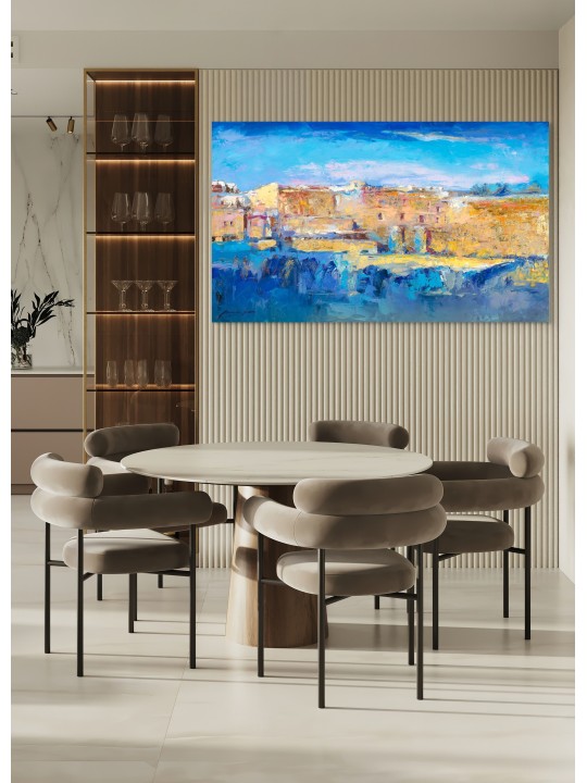 Multicolored Jerusalem Golden Gate Original Painti , Jewish Abstract A