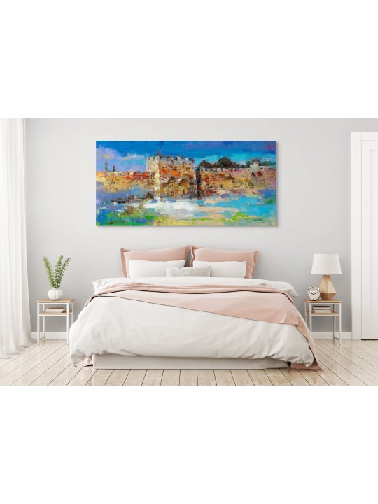 Multicolored Jerusalem Golden Gate Original Painti , Jewish Abstract A