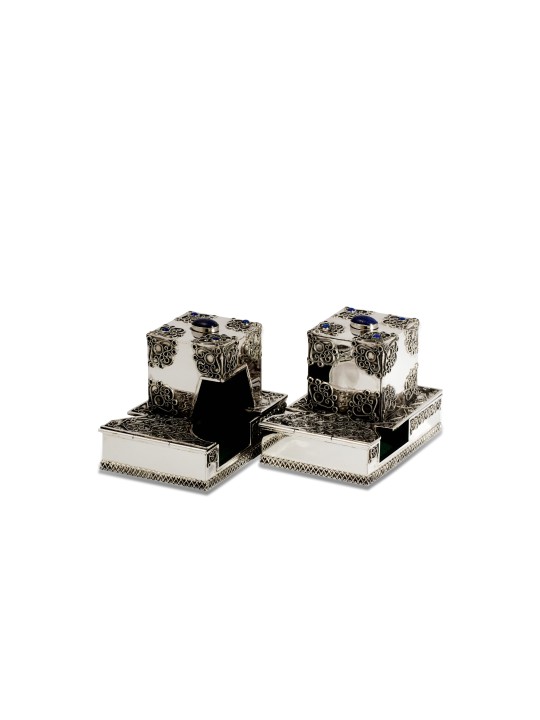 Pierres et filigrane yéménite en argent sterling Tefil, Tefillin et Tefi