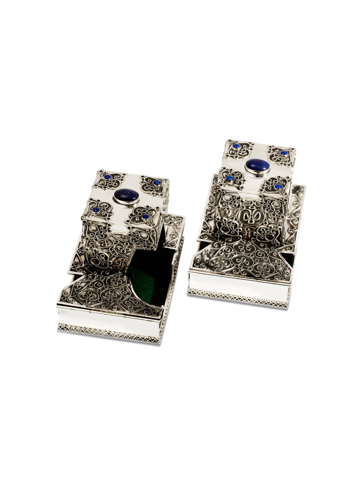 Pierres et filigrane yéménite en argent sterling Tefil, Tefillin et Tefi