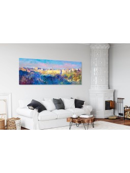 Big Colourful Painting of The Walls Of Jerusalem I , Jewish Abstract A