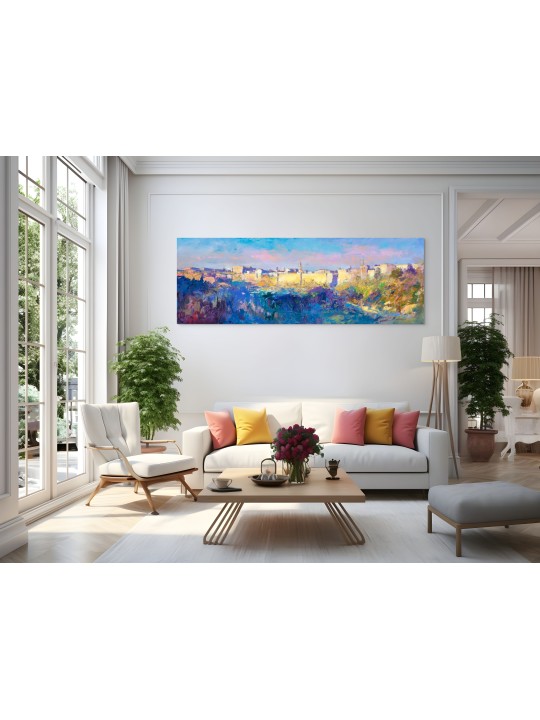 Grande peinture colorée des murs de Jérusalem I, résumé juif A
