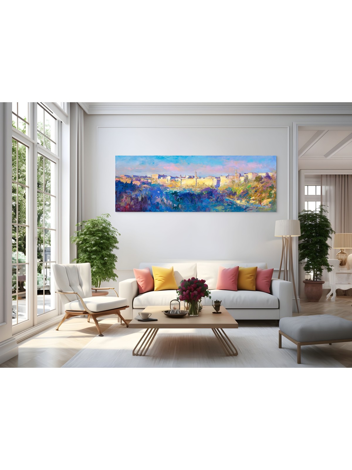 Grande peinture colorée des murs de Jérusalem I, résumé juif A